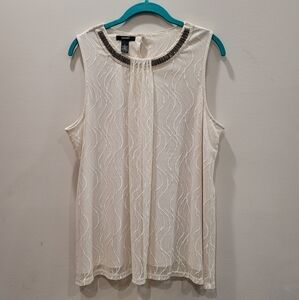 Alfani Sleeveless Beaded Lace Blouse - L